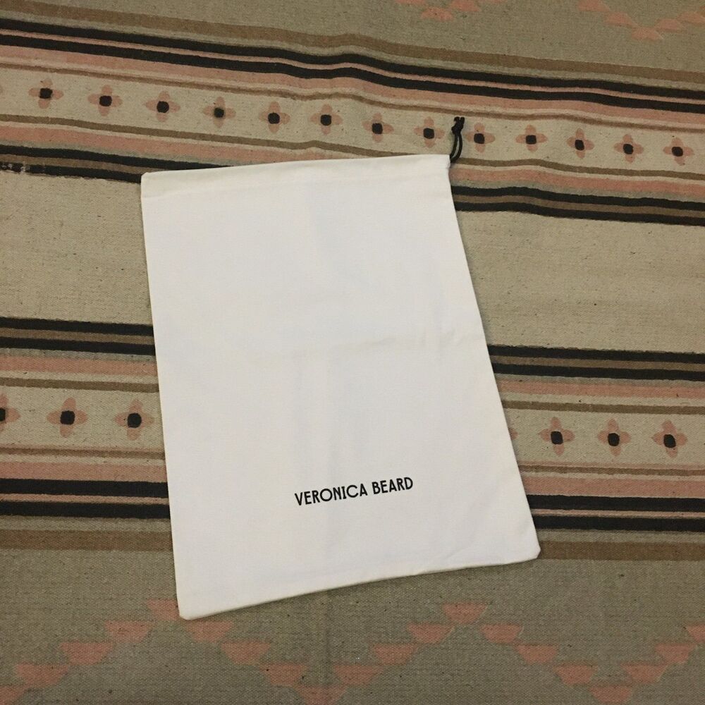 Veronica Beard white w/ black lettering soft dustbag garment drawstring 15 x 12